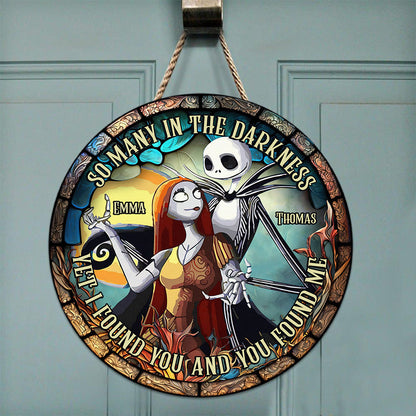 Nightmare Couple - Personalized Nightmare Round Wood Sign