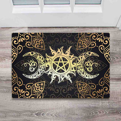 Triple Moon Pentagram Wicca - Witch Doormat 0822