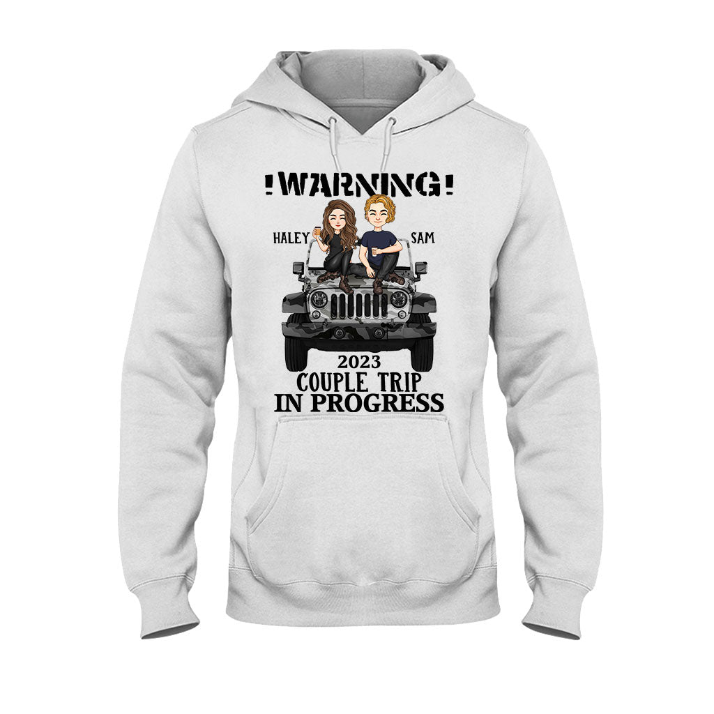 Warning Couple Trip - Personalized Couple Car T-shirt and Hoodie