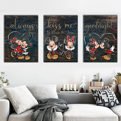 Always Kiss Me Goodnight - Personalized Couple Mouse Poster & Canvas Set