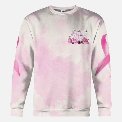 Boo in October We Wear Pink Breast Cancer Awareness All Over T-shirt and Hoodie
