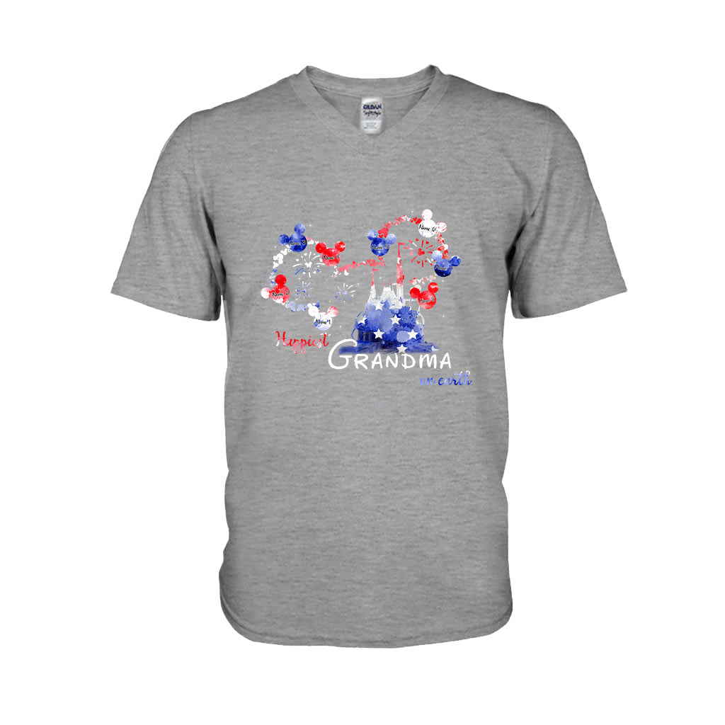 Happiest Grandma On Earth - Personalized Independence Day T-shirt and Hoodie