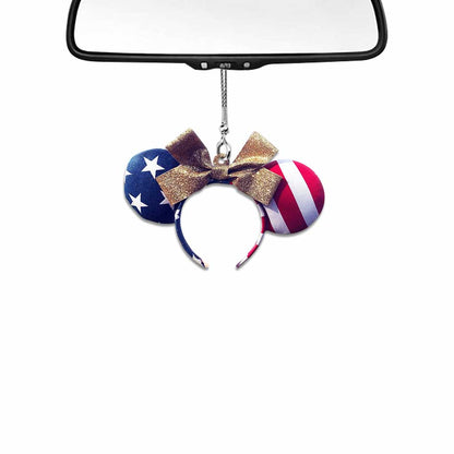 Happy 4th Of July - Independence Day Mouse Car Ornament  3D Pattern Print (Printed On Both Sides)
