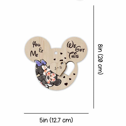 You And Me We Got This - Personalized Christmas Mouse Wooden Card Pop Out Ornament
