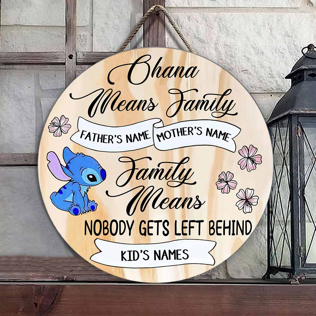 Ohana Means Family - Personalized Round Wood Sign