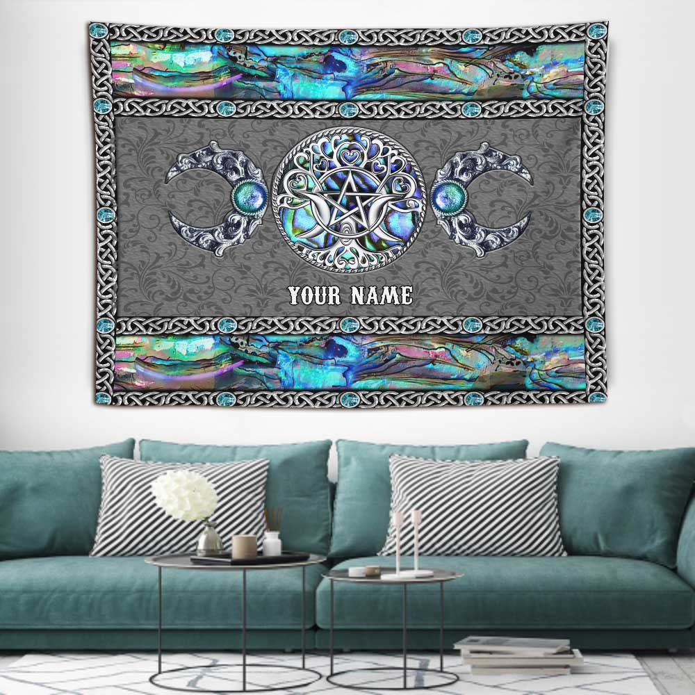 Witch Vibe Triple Moon - Personalized Witch Wall Tapestry