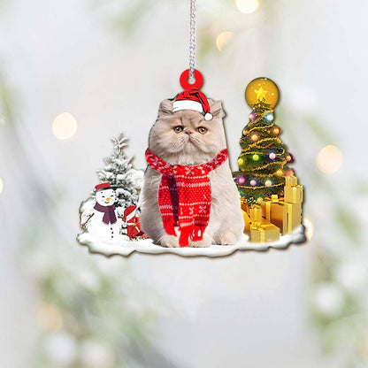 Persian Cat Pine Tree - Cat Ornament (Printed On Both Sides) 1022