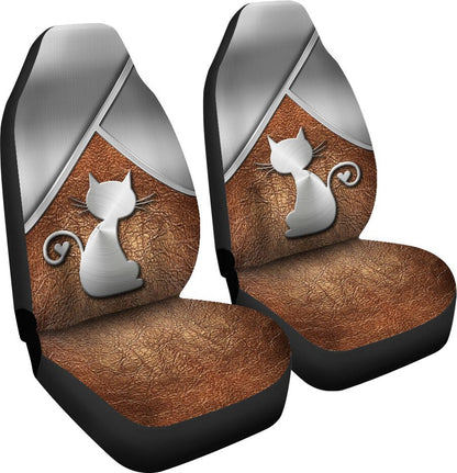Cat Lovers Metal Pattern Print Cat Seat Covers 0622