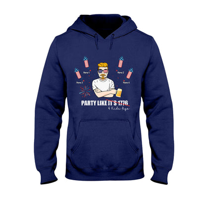 Party Like Four Kids Ago - Personalized Independence Day Father T-shirt and Hoodie