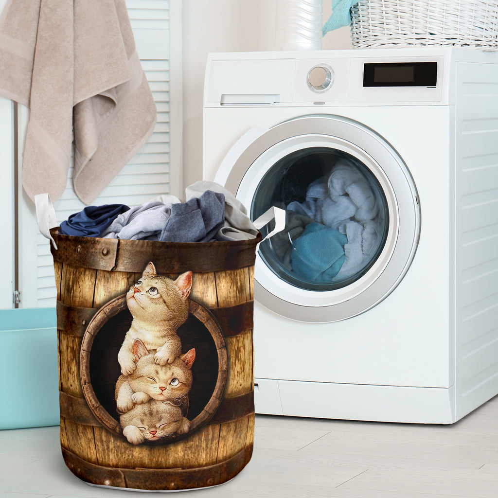 Cat Wood Pattern Print Cat Storage Basket 0622