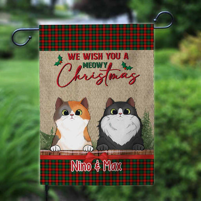 Meowy Christmas - Personalized Cat Garden Flag