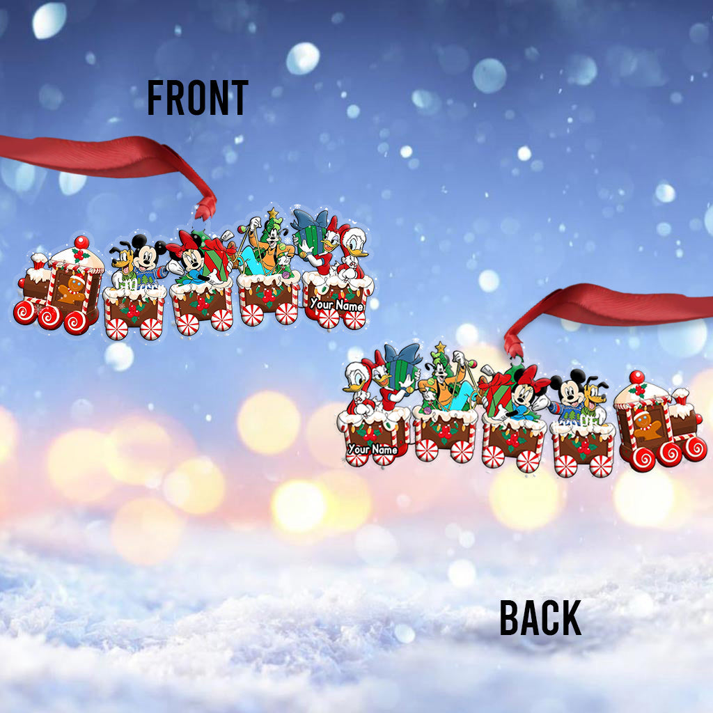 Merry Christmas Train - Personalized Christmas Mouse Transparent Ornament