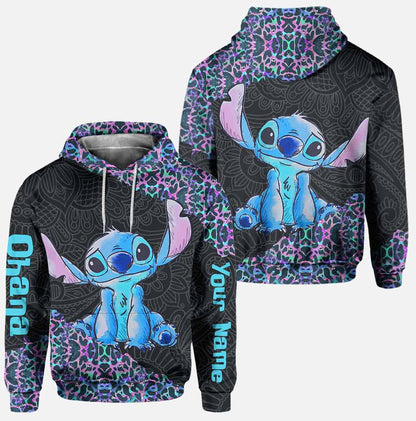 Holographic Leopard Ohana - Personalized Hoodie and Leggings