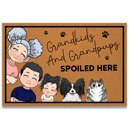 Grandkids And Grandpups Spoiled Here - Personalized Mother's Day Grandma Doormat