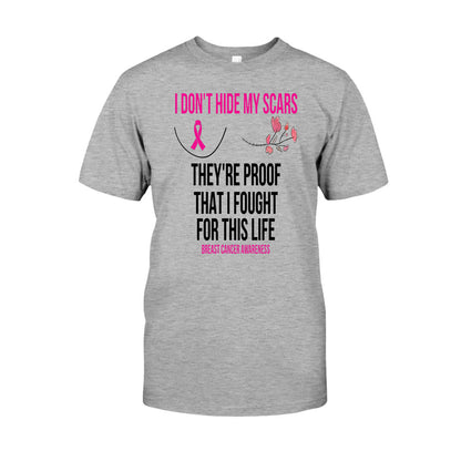 I Don't Hide My Scars - Breast Cancer Awareness T-shirt and Hoodie 102021