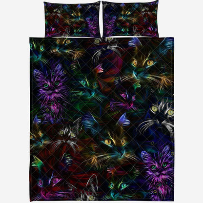 Cat Neon Cat  Quilt Set 0622