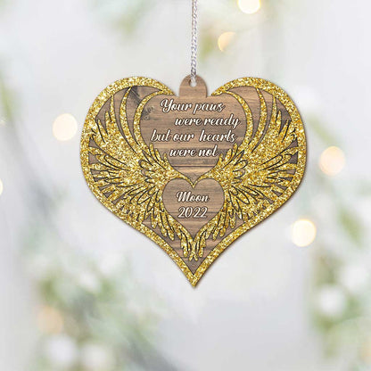 No Longer By Our Side But Forever In Our Hearts - Personalized Christmas Cat Ornament (Printed On Both Sides)