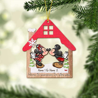 Home Is Wherever I Am With You - Personalized Christmas Mouse Ornament (Printed On Both Sides)