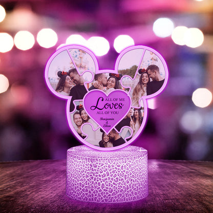All Of Me Loves All Of You - Personalized Couple Mouse Shaped Plaque Light Base