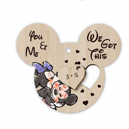 You And Me We Got This - Personalized Christmas Mouse Wooden Card Pop Out Ornament