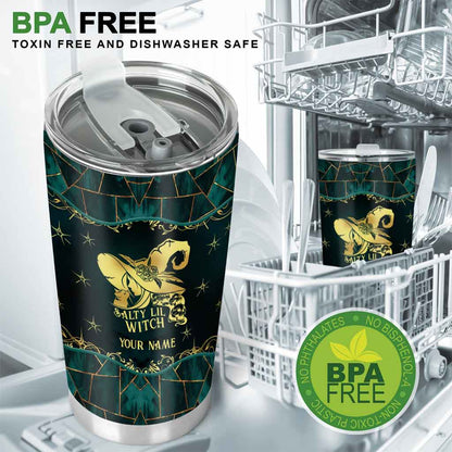 Salty Lil Witch Gold Green Printed Pattern Personalized Tumbler