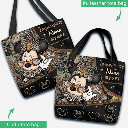 Important Nana Stuff - Personalized Mother's Day Mouse Tote Bag