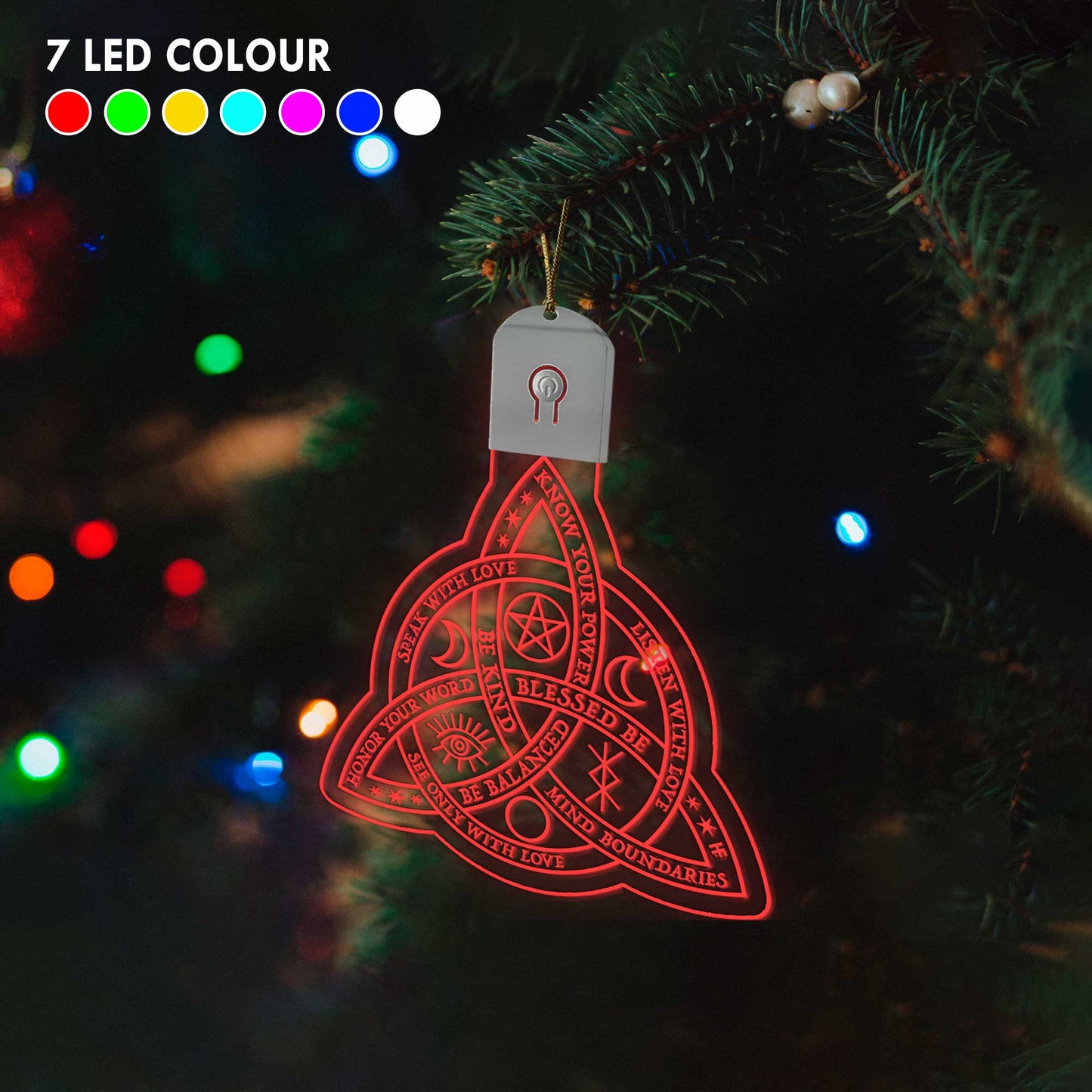 Wicca Triquetra - Christmas Witch Shaped Led Acrylic Ornament