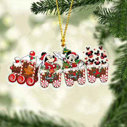 Merry Christmas Train - Personalized Christmas Mouse Transparent Ornament