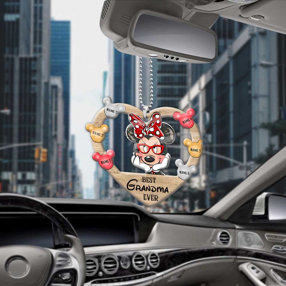 Best Grandma Ever - Personalized Mouse Car ornament (Printed On Both Sides)