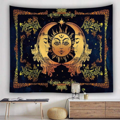 Celtic Wicca Sun Moon - Witch Wall Tapestry 0822