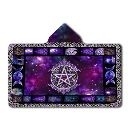 Witch Vibe Purple Pentacle - Witch Hooded Blanket