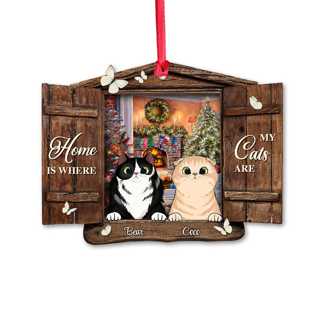 Home Is Where My Cats Are - Personalized Christmas Ornament (Printed On Both Sides)
