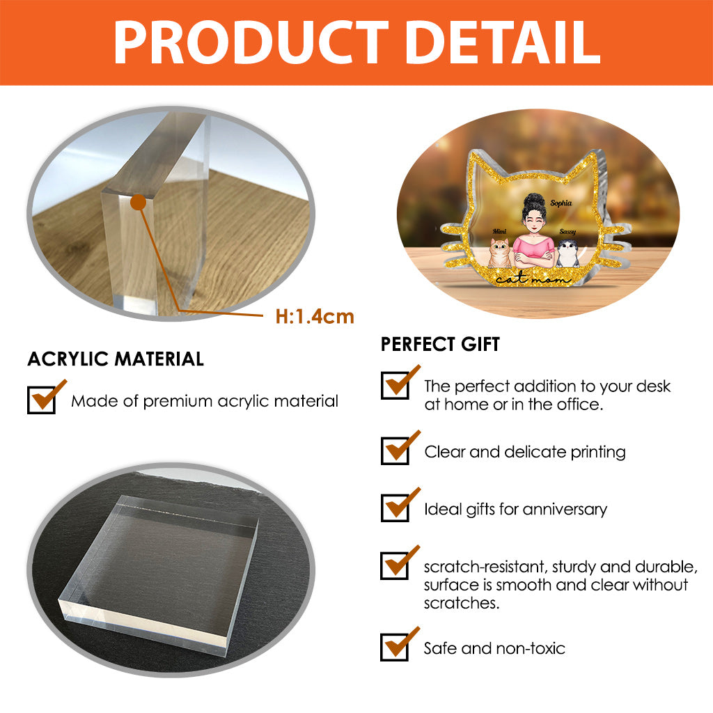 Cat Mom - Personalized Mother's Day Cat Custom Shaped Acrylic Plaque