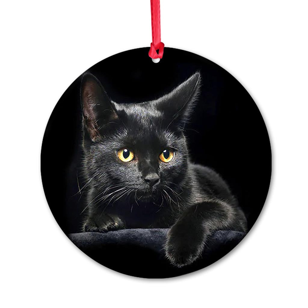 Cat Black Cat HHQZ0709015Y Circle - Cat Ornament (Printed On Both Sides) 1122