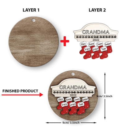 Love Grandma - Personalized Christmas Grandma Layered Wood Ornament