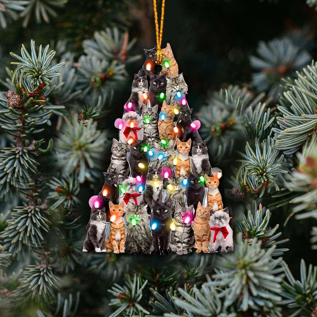 Cat Christmas Tree - Cat Ornament (Printed On Both Sides) 1022