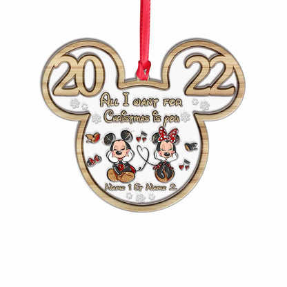 All I Want For Christmas - Personalized Christmas Mouse Layers Mix Ornament