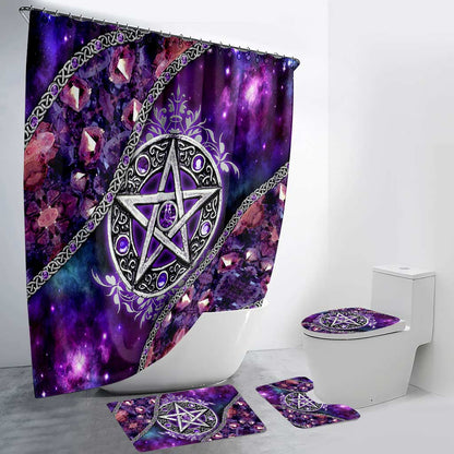 Purple Pentacle Witch Vibes - Bathroom Curtain & Mats Set