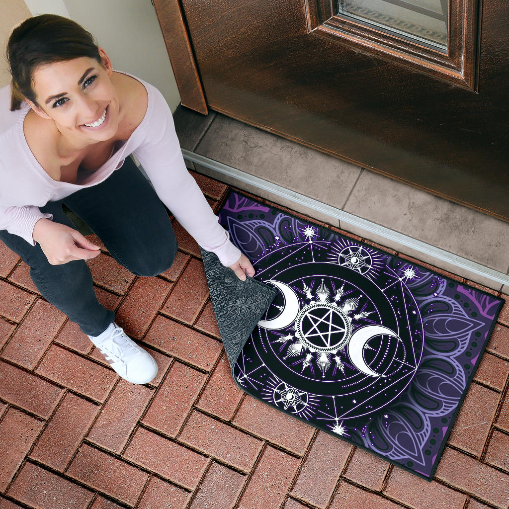 Triple Moon Pentagram Wicca - Witch Doormat 0822