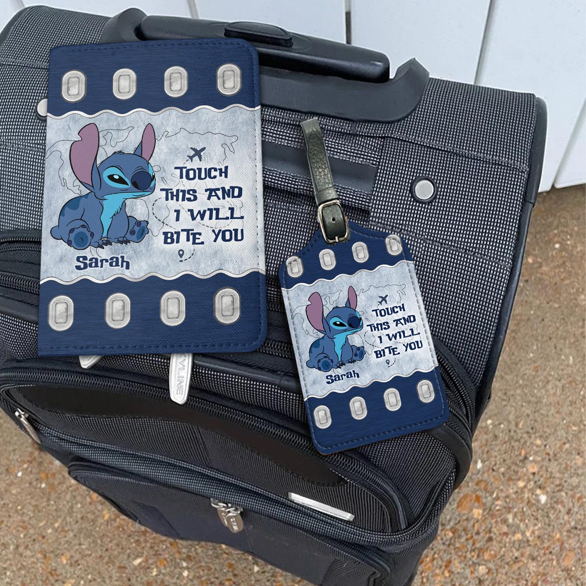 Touch This And I Will Bite You - Personalized Ohana Leather Luggage Tag & Passport Holder