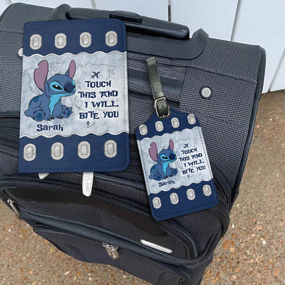 Touch This And I Will Bite You - Personalized Ohana Leather Luggage Tag & Passport Holder