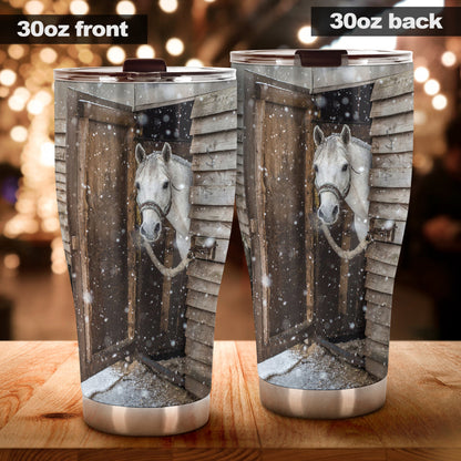 Snowy Day Horse Tumbler 0622