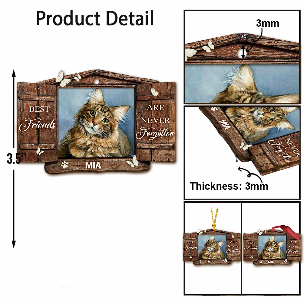 No Longer By Our Side - Personalized Christmas Cat Ornament (Printed On Both Sides)