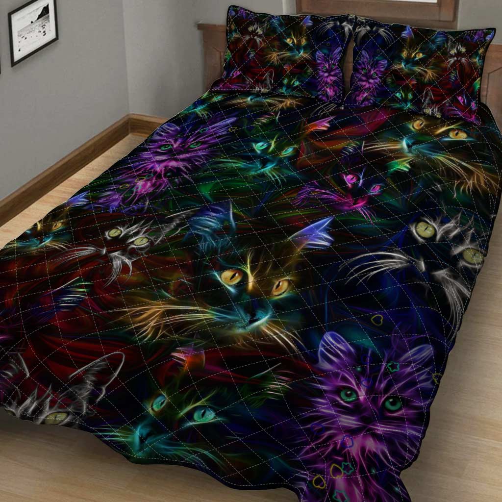 Cat Neon Cat  Quilt Set 0622