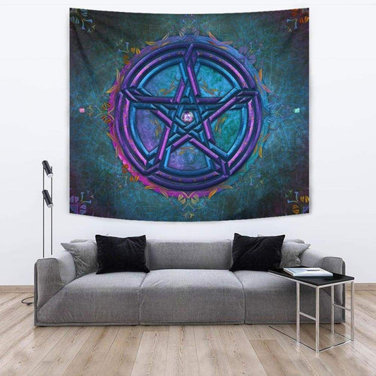 Celtic Celtic Wicca Celtic Pentacle Floral - Witch Wall Tapestry 0822