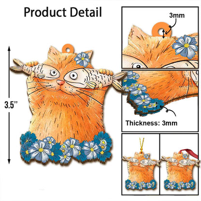 Cat Funny With Fishes - Cat Ornament (Printed On Both Sides) 1122