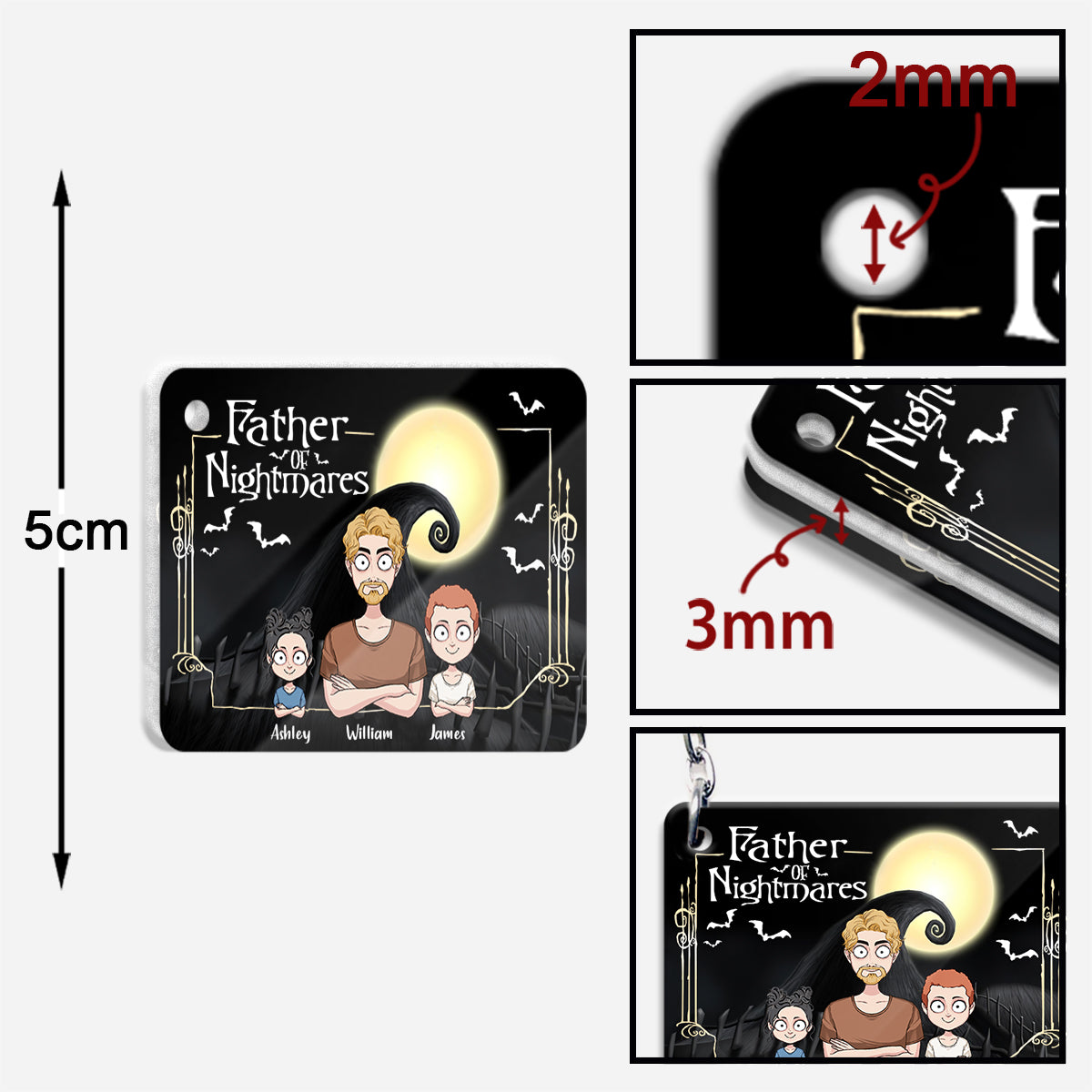 Father Mother Of Nightmares - Personalized Nightmare Keychain (Printed On Both Sides)