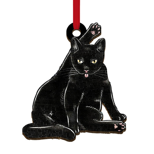 Black Cat Naughty Remember To Wipe - Cat Ornament (Printed On Both Sides) 1122
