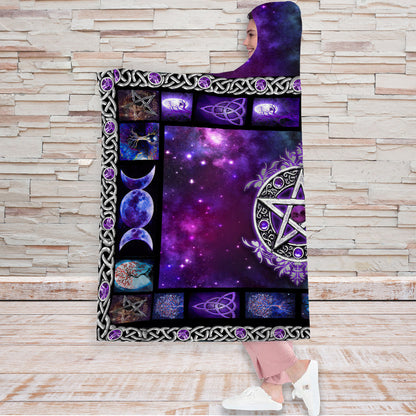 Witch Vibe Purple Pentacle - Witch Hooded Blanket