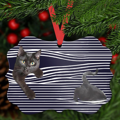 Black Cat Hiding - Cat Ornament (Printed On Both Sides) 1022
